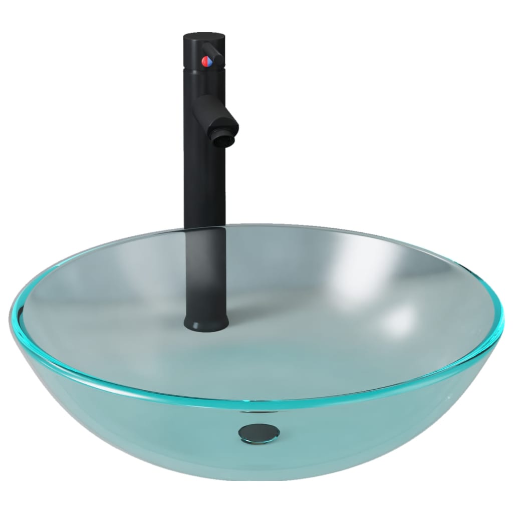 Vidaxl Washbasin con vetro temperato tap e tappeto pop-up