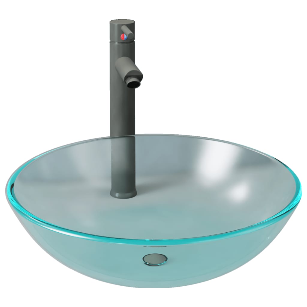 Fregadero VidaXL con grifo y desagüe automático vidrio templado mate