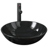 Fregadero VidaXL con grifo y desagüe automático, vidrio templado, negro
