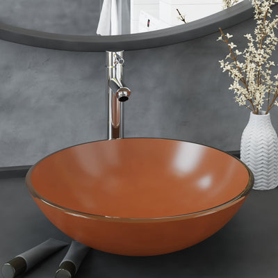 Vidaxl Washbasin con grúa y vaso de desagüe emergente marrón