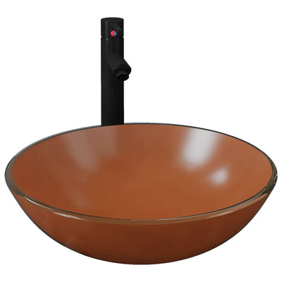 Vidaxl Washbasin con grúa y vaso de desagüe emergente marrón