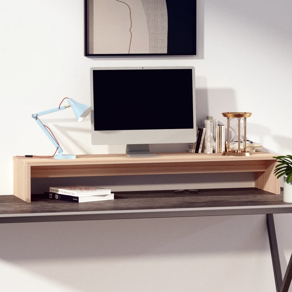 Supporto per monitor Vidaxxl 100x27x15 cm in legno di pino massiccio