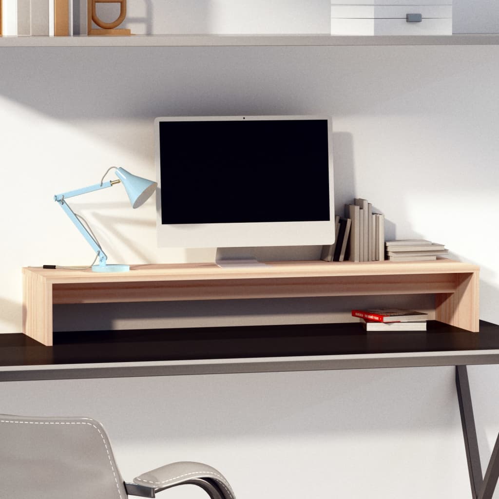 Supporto per monitor Vidaxxl 100x27x15 cm in legno di pino massiccio
