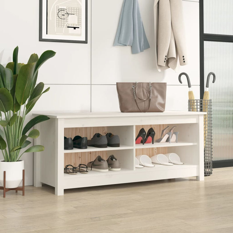 Vidaxl Shoes Bank 110x38x45.5 cm de pino sólido blanco
