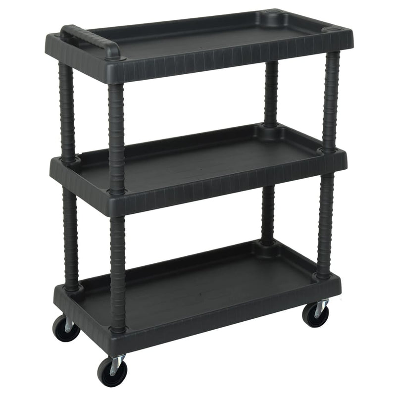 Vidaxl Tool Trolley a 3 strati 75x37.5x92 cm Polypropene Black