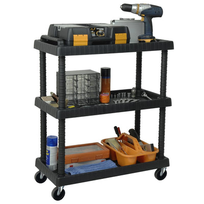 Vidaxl Tool Trolley 3 capas 75x37.5x92 cm polipropeno negro