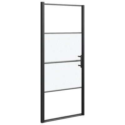 Puerta de ducha Vidaxl medio -mate 91x195 cm de vidrio endurecido negro