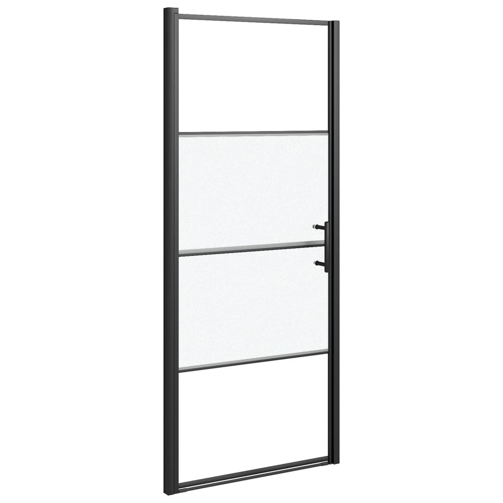 Puerta de ducha Vidaxl medio -mate 91x195 cm de vidrio endurecido negro