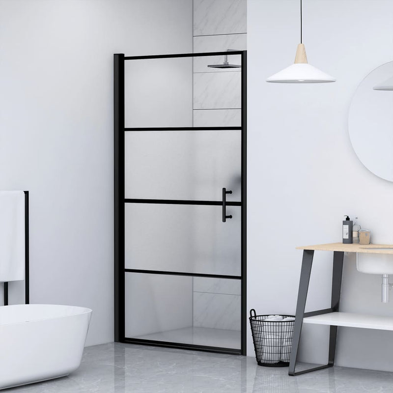 Puerta de ducha Vidaxl medio -mate 91x195 cm de vidrio endurecido negro