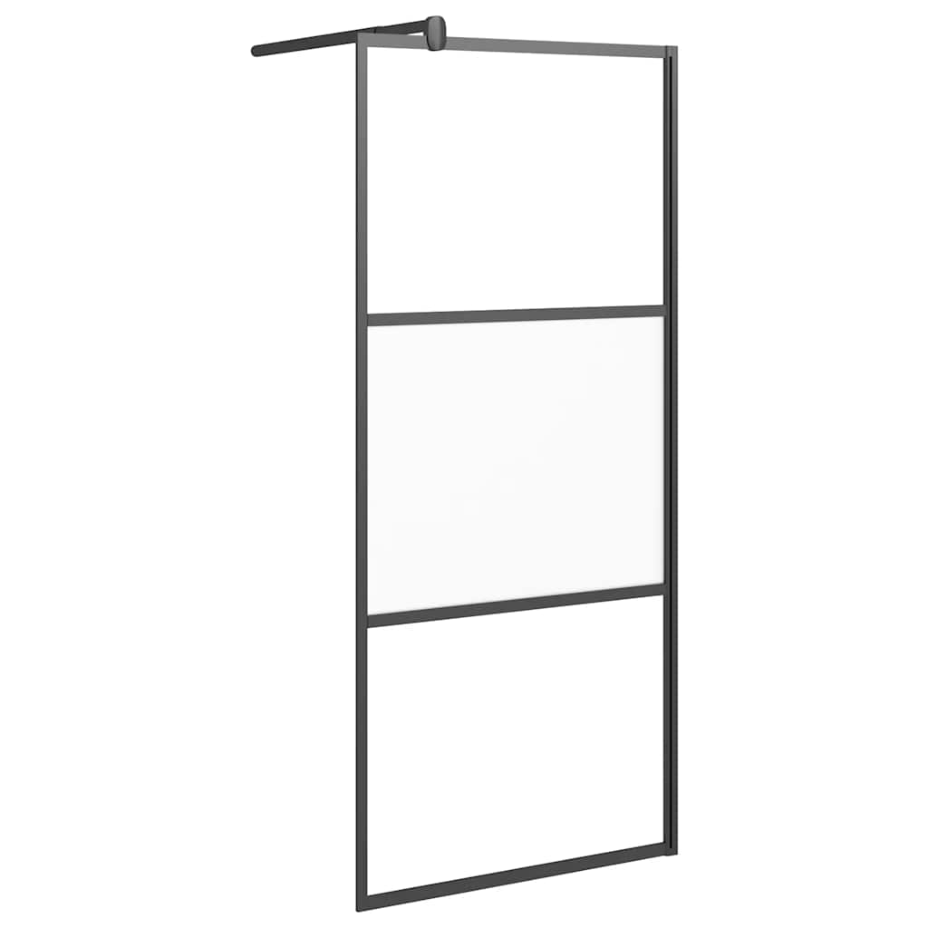 Vidaxl Walk-In Shower Mall 90x195 cm Half-Mat ESG Glass Negro