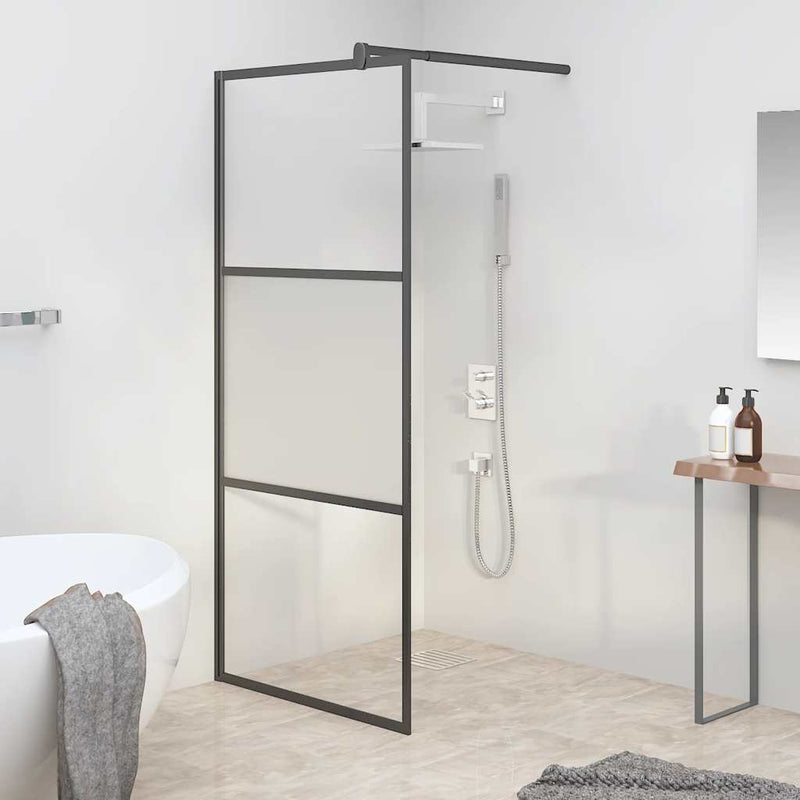 Vidaxl Walk-In Shower Mall 90x195 cm Half-Mat ESG Glass Negro