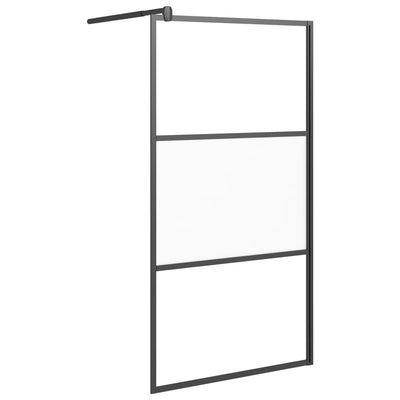 Vidaxl Walk-In Shower Wall 100x195 cm Halfmat ESG Black
