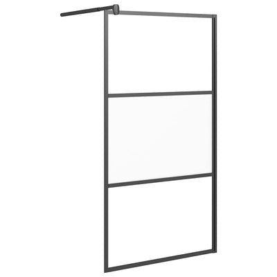 Vidaxl Walk-In Shower Wall 100x195 cm Halfmat ESG Black