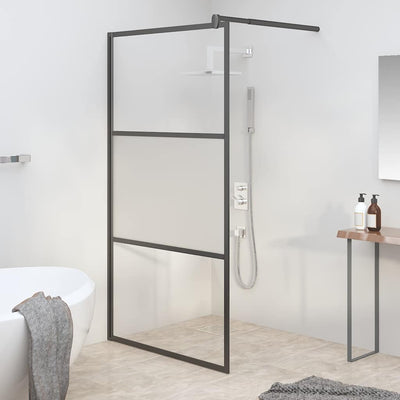 Vidaxl Walk-In Shower Wall 100x195 cm Halfmat ESG Black