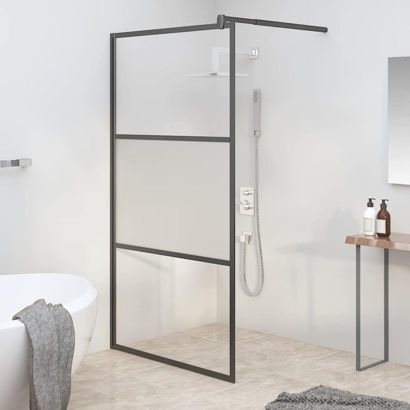 Vidaxl Walk-In Shower Mall 100x195 cm Halfmat ESG Glass Negro