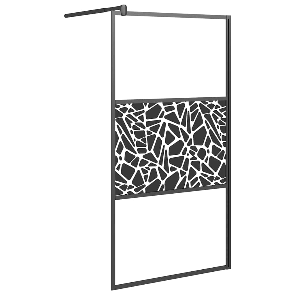 Vidaxl Muro de ducha con motivo de piedra 100x195 cm ESG Glass Negro