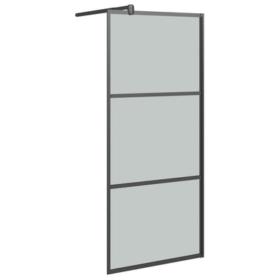 Vidaxl Walk-In Shower Wall 90x195 cm Glass scuro eSG nero