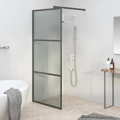 Vidaxl Walk-In Shower Wall 90x195 cm Glass scuro eSG nero