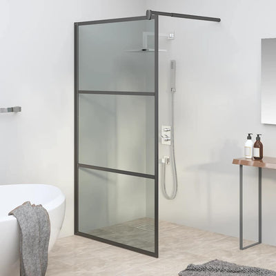 Vidaxl Walk-In Shower Wall 100x195 cm Glass scuro eSG nero