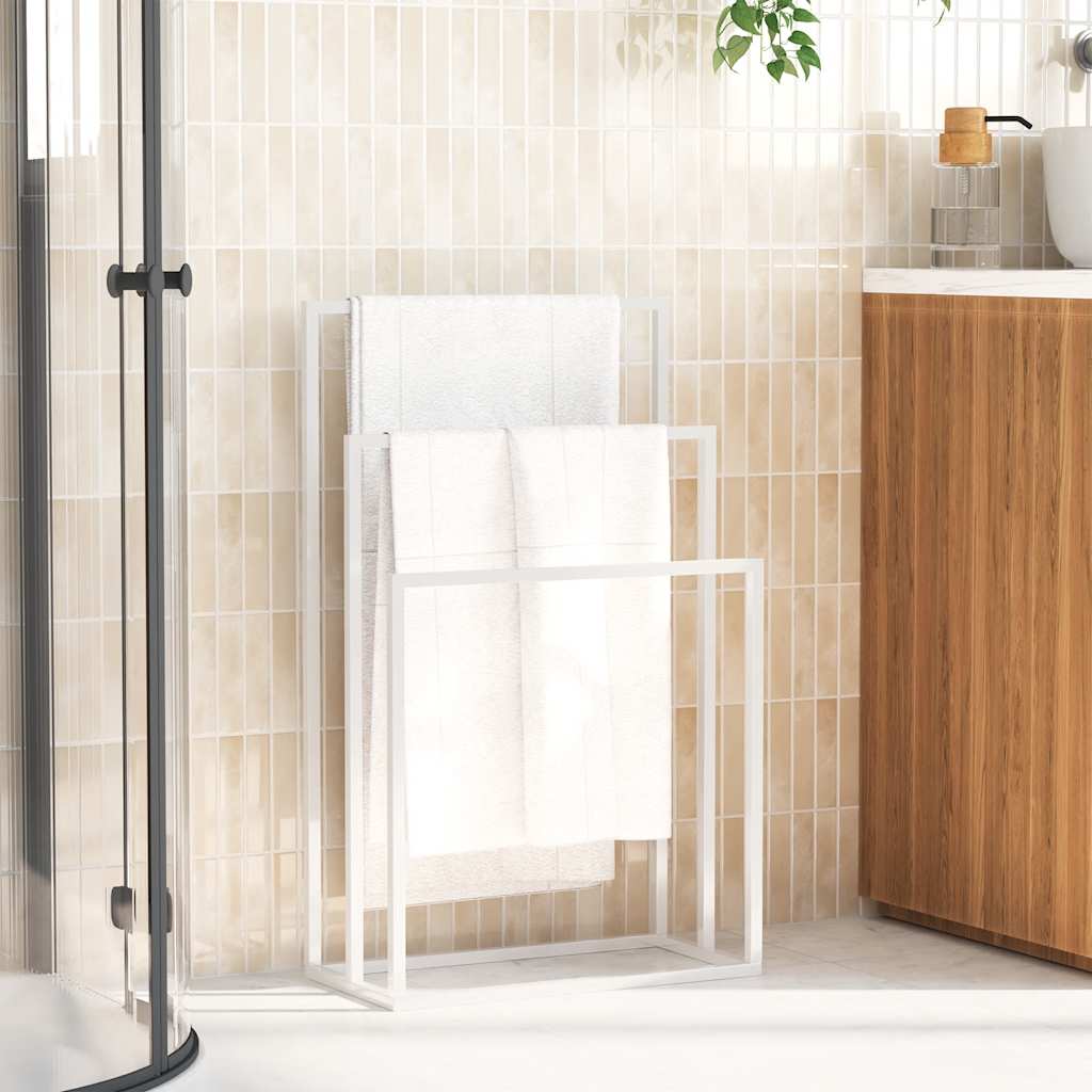 Estante de toalla Vidaxl separada 48x24x79 cm de hierro blanco