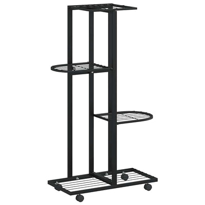 Vidaxl Flower Stand con ruote a 4 strati 44x23x80 cm Iron Black