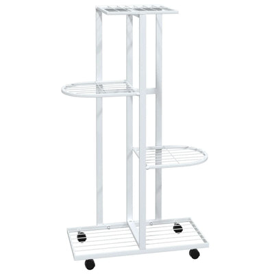 Vidaxl Flower Standard con ruote a 4 strati 44x23x80 cm di ferro bianco