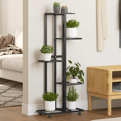 Vidaxl Flower Stand con ruote a 5 strati 44x23x100 cm Iron Black