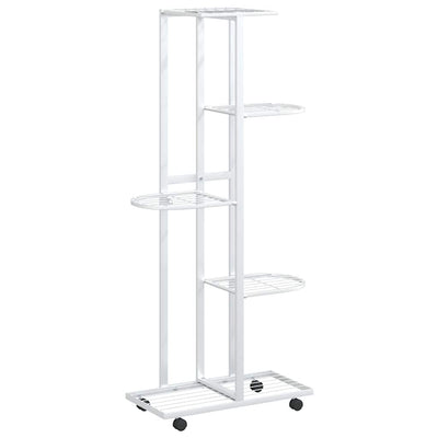 Vidaxl Flower Standard con ruote a 5 strati 44x23x100 cm di ferro bianco
