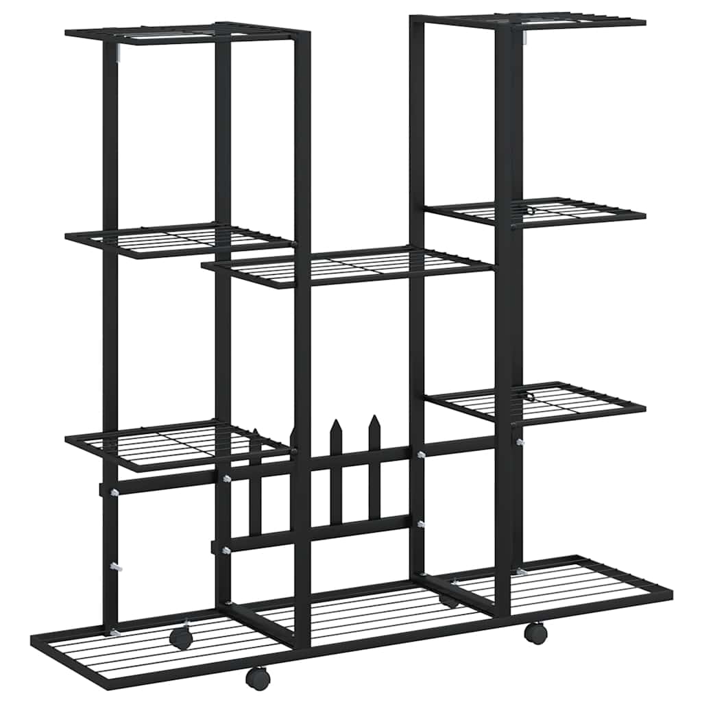 Estándar de flores Vidaxl con ruedas 94.5x24.5x91.5 cm de hierro negro