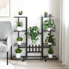 Estándar de flores Vidaxl con ruedas 94.5x24.5x91.5 cm de hierro negro