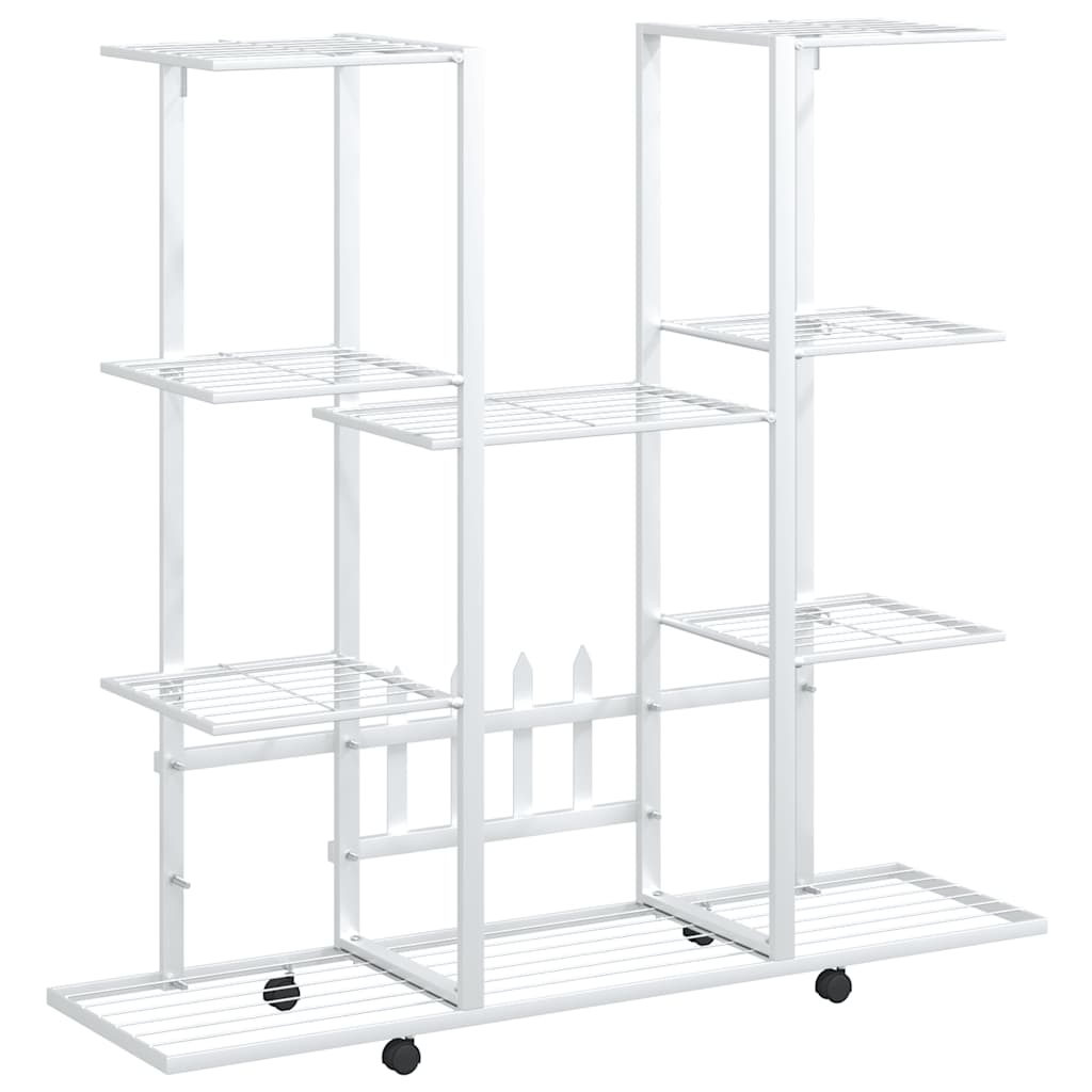 Estándar de flores Vidaxl con ruedas 94.5x24.5x91.5 cm de hierro blanco