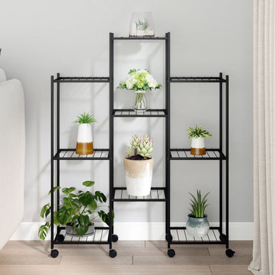 Vidaxl Flower Standard con ruote 83x25x103.5 cm di ferro nero