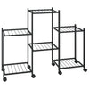 Soporte de flores Vidaxl con ruedas 83x25x63.5 cm de hierro negro