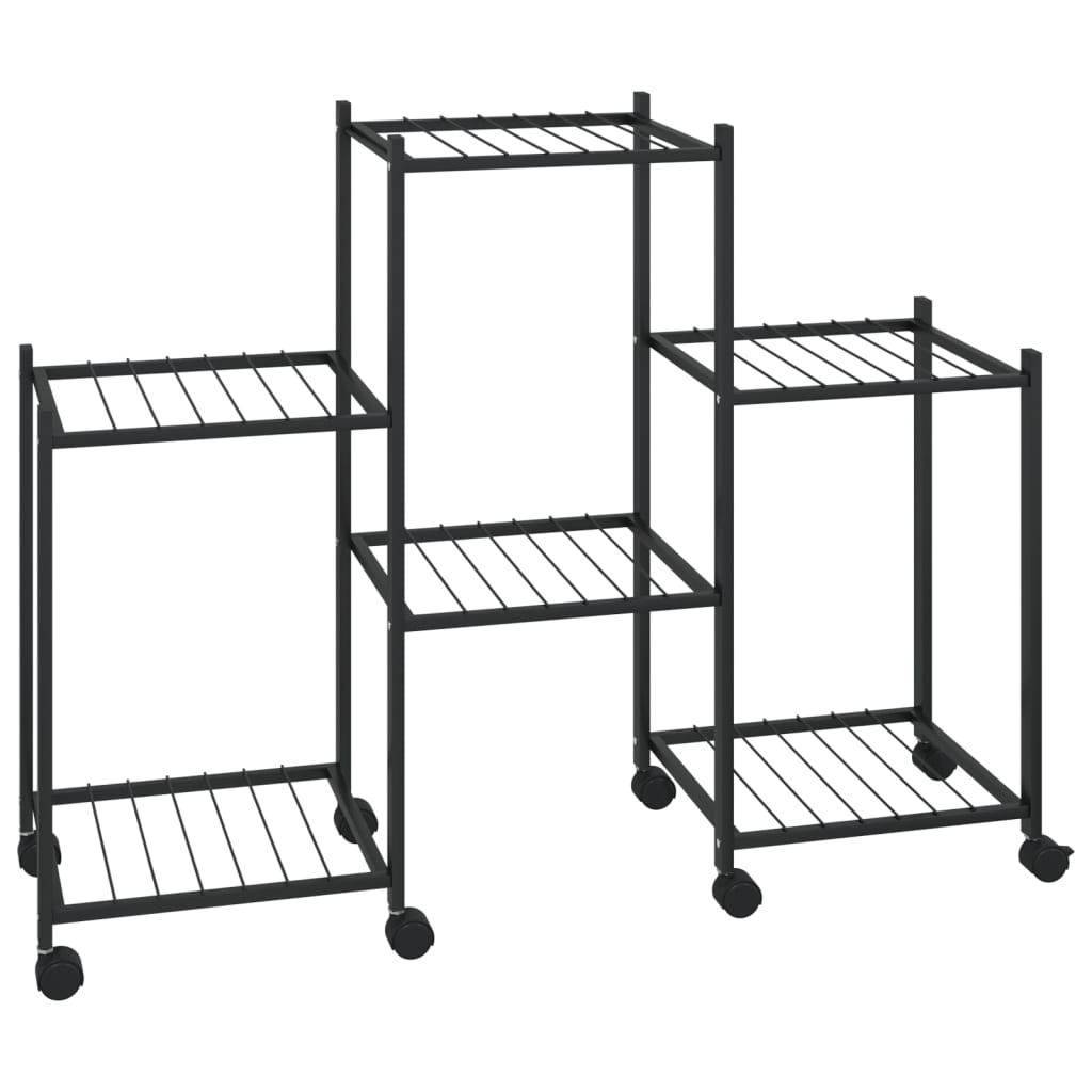 Soporte de flores Vidaxl con ruedas 83x25x63.5 cm de hierro negro