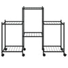 Soporte de flores Vidaxl con ruedas 83x25x63.5 cm de hierro negro