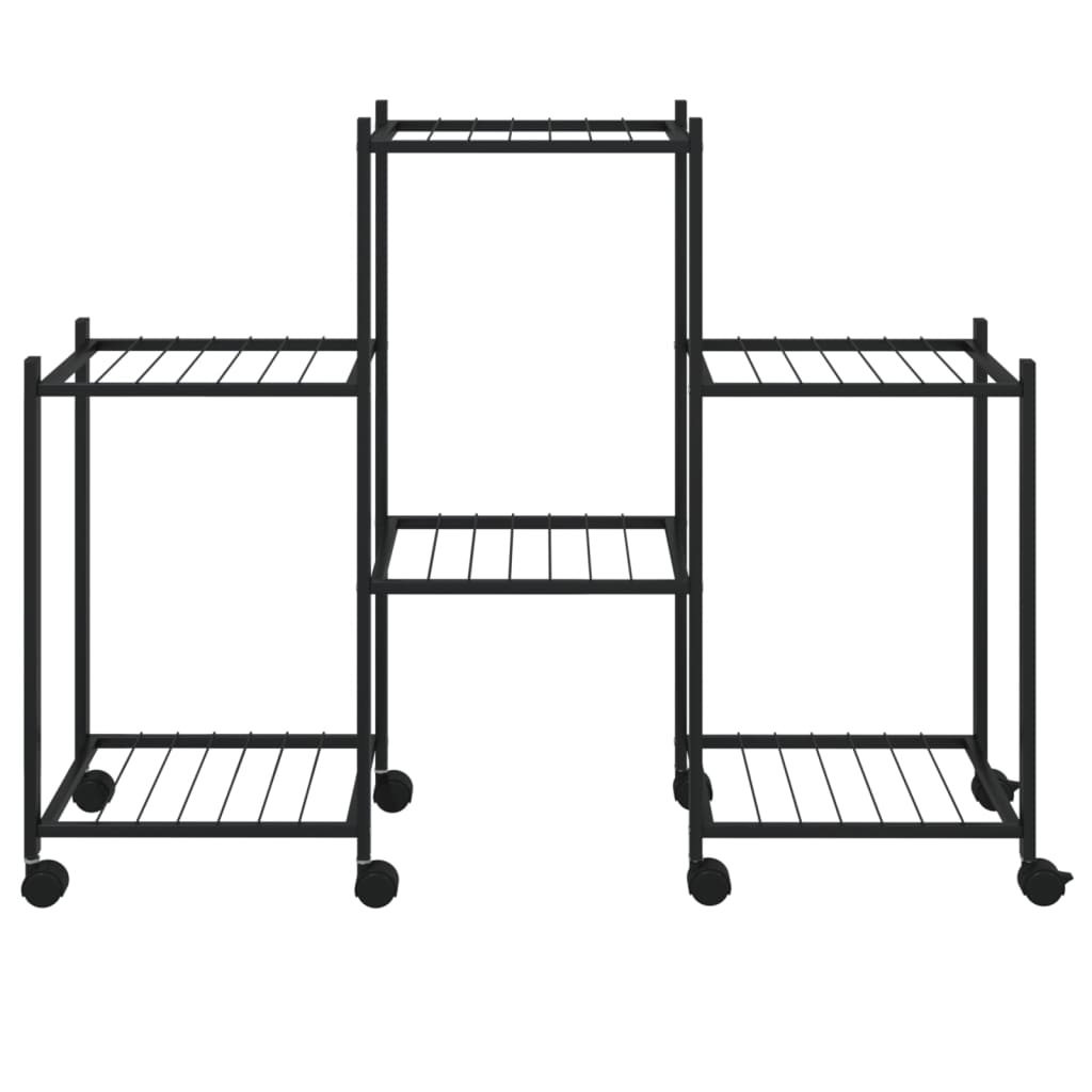 Soporte de flores Vidaxl con ruedas 83x25x63.5 cm de hierro negro