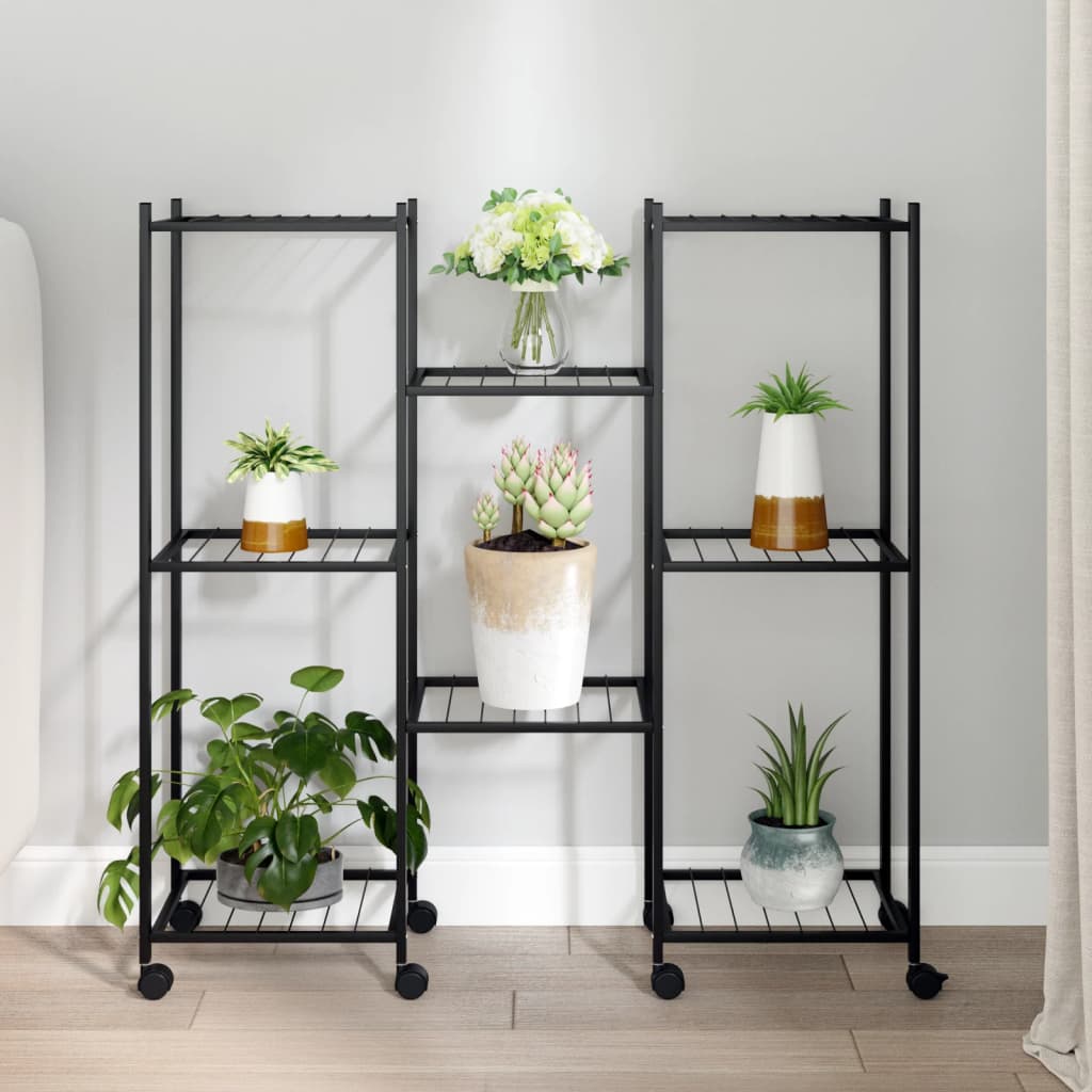 Vidaxl Flower Standard con ruote 83x25x83,5 cm di ferro nero