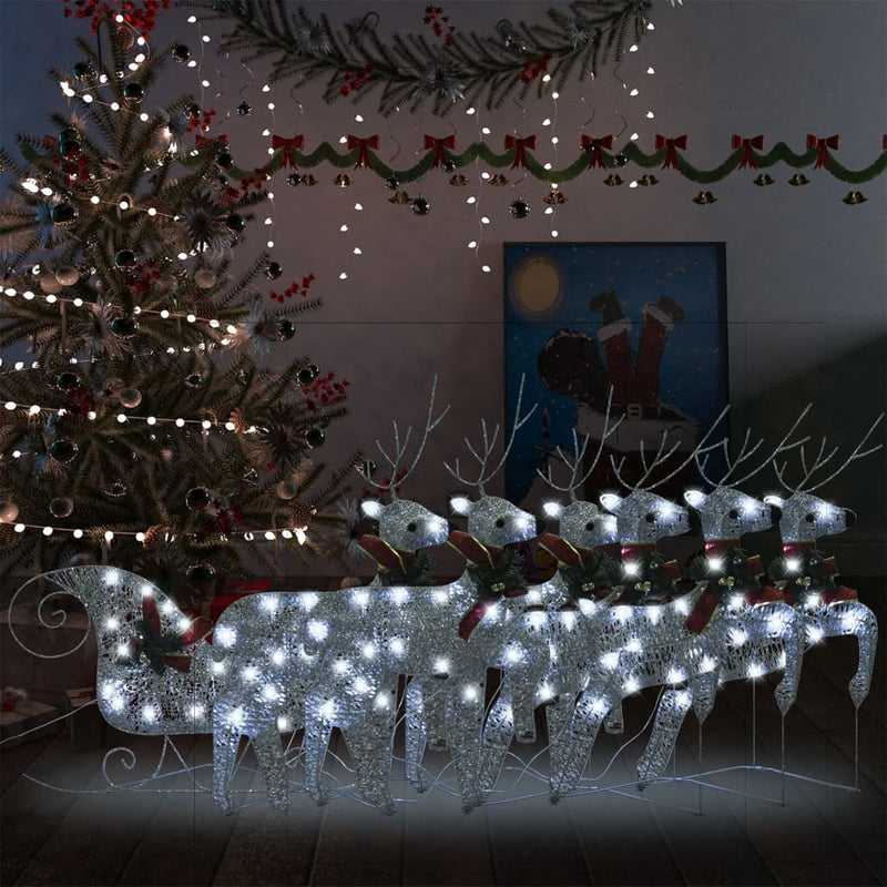 Vidaxl buitenkerstieriering redieren e maniche 140 LED color argento
