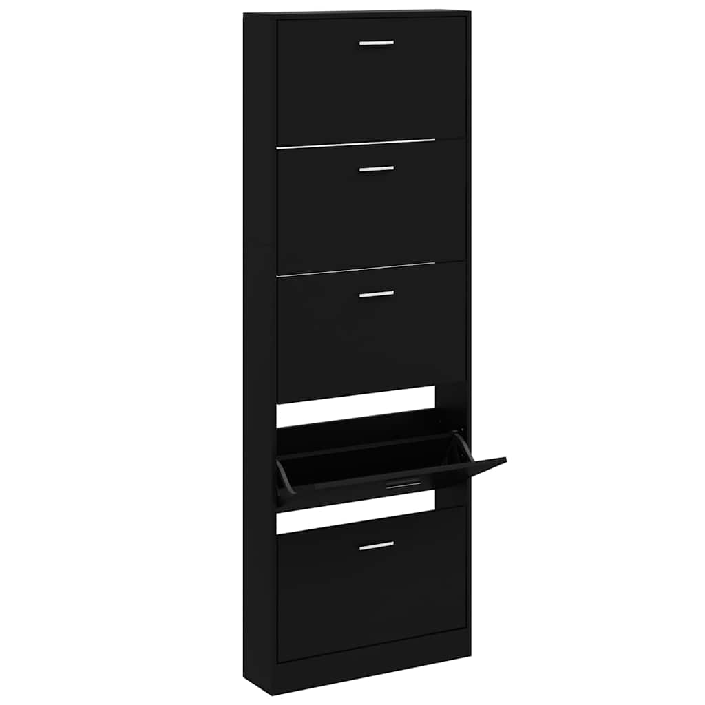 Gabinete de zapatos Vidaxl 59x17x169 cm de madera procesada negra