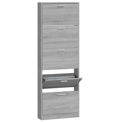 Vidaxl Cabinet da scarpe 59x17x169 cm Colore in rovere Sonoma in legno Grigio