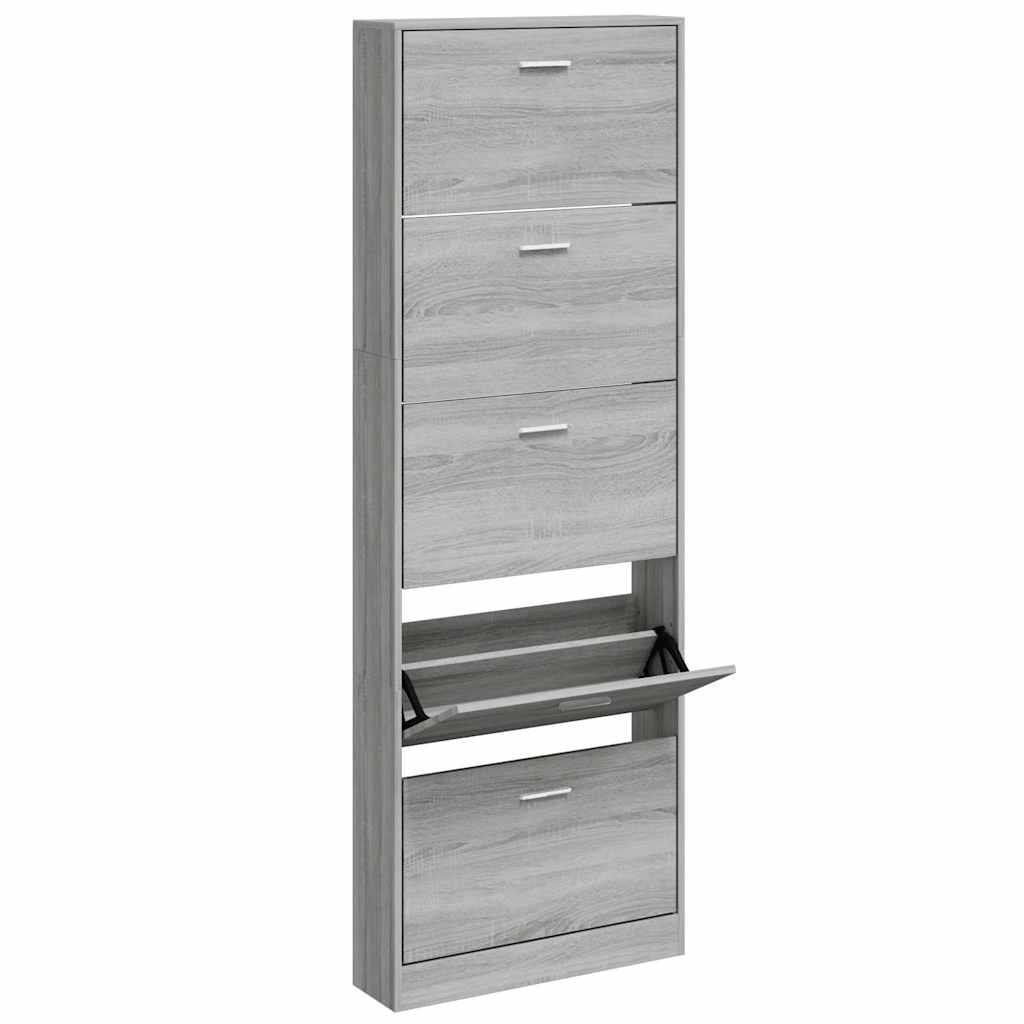 Gabinete de zapatos Vidaxl 59x17x169 CM Madera propiedad de Oak Grey Oak Color