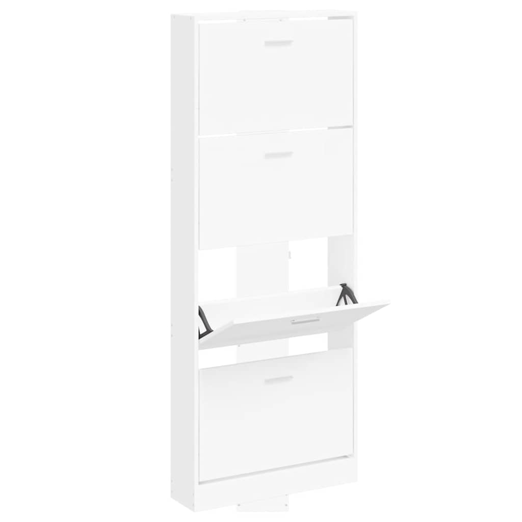 Gabinete de zapatos Vidaxl 59x17x150 cm de madera procesada blanca