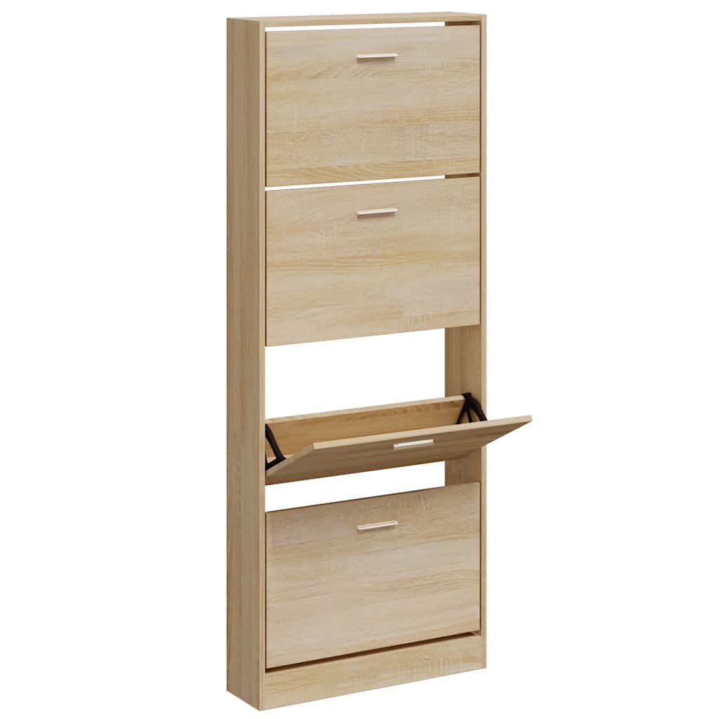 Gabinete de zapatos Vidaxl 59x17x150 cm de roble procesado de color de madera