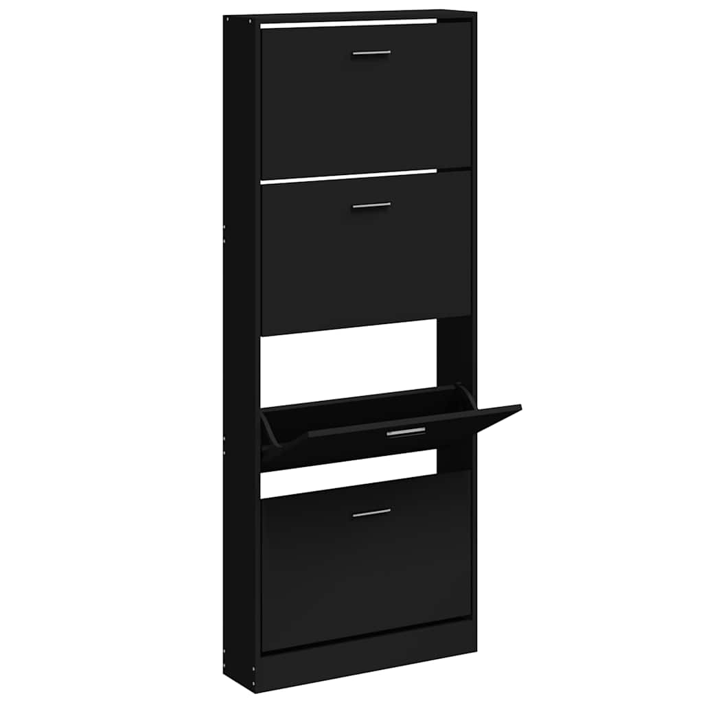 Gabinete de zapatos Vidaxl 59x17x150 cm de madera propiedad de negro