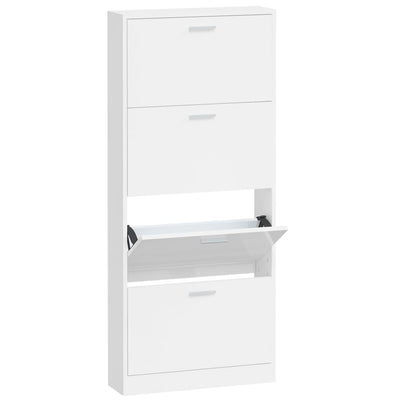 Vidaxl Cabinet da scarpe 59x17x150 cm Bianco di legno trasformato in legno