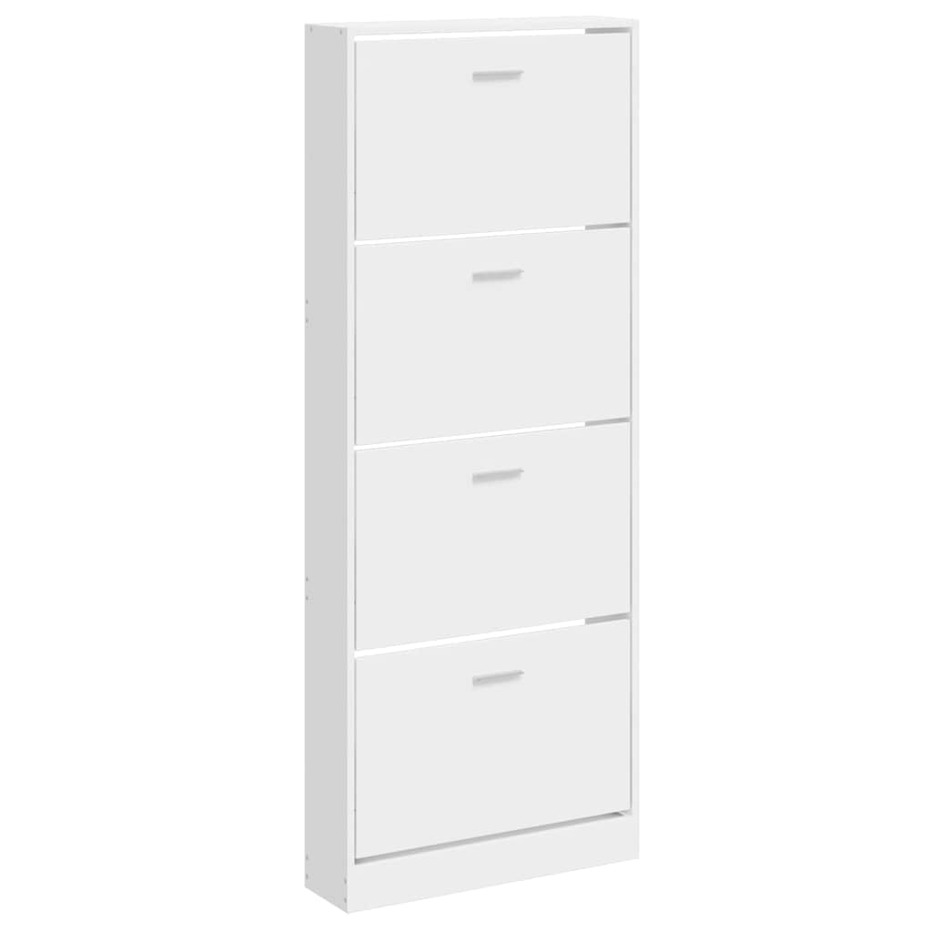Gabinete de zapatos Vidaxl 59x17x150 cm de madera procesada de alto brillo blanco