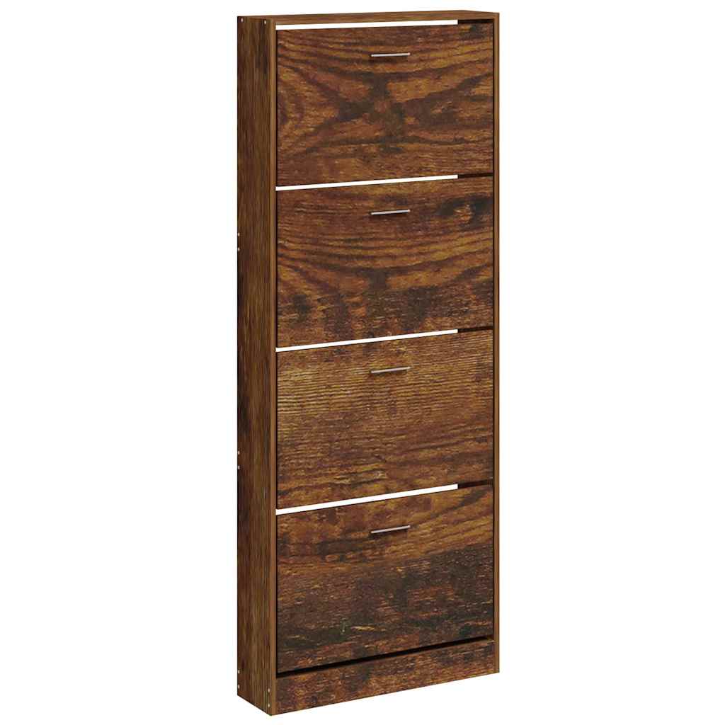 Gabinete de zapatos Vidaxl 59x17x150 cm de madera propiedad de madera ahumada coloreada