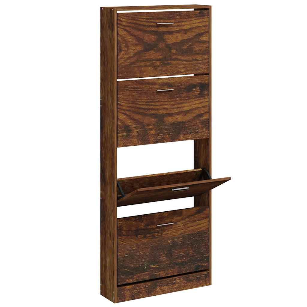 Gabinete de zapatos Vidaxl 59x17x150 cm de madera propiedad de madera ahumada coloreada