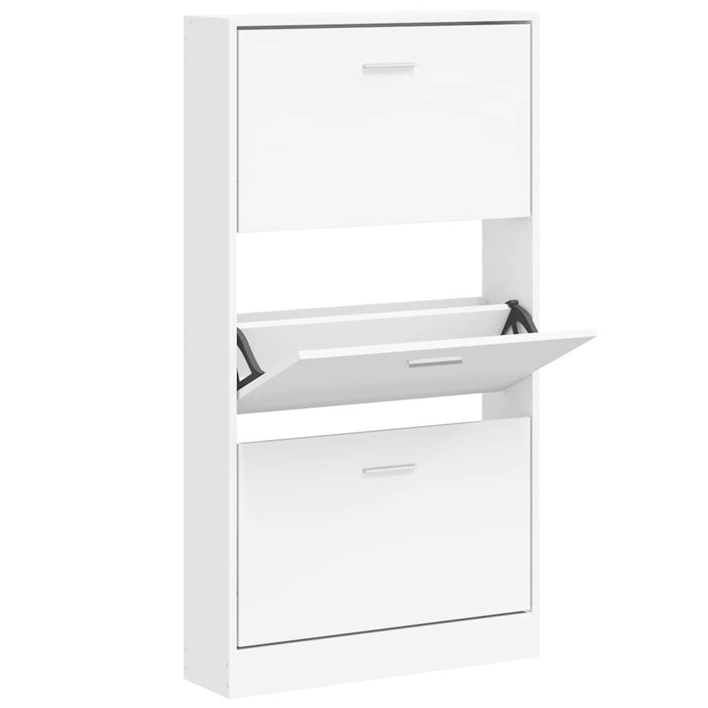 Gabinete de zapatos Vidaxl 59x17x108 cm de madera procesada blanca