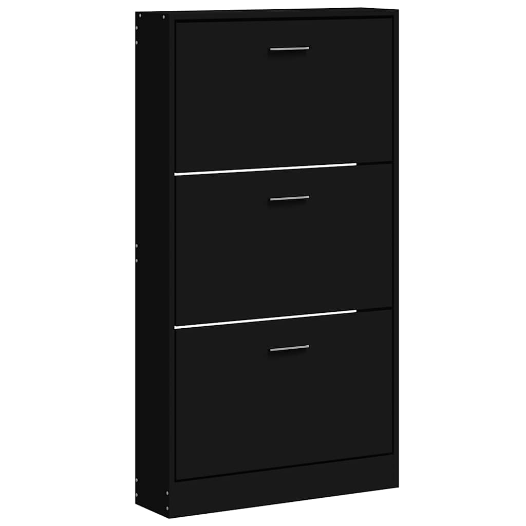 Gabinete de zapatos Vidaxl 59x17x108 cm de madera propiedad de negro